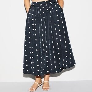 Old Navy Navy Polka Dot Maxi Skirt